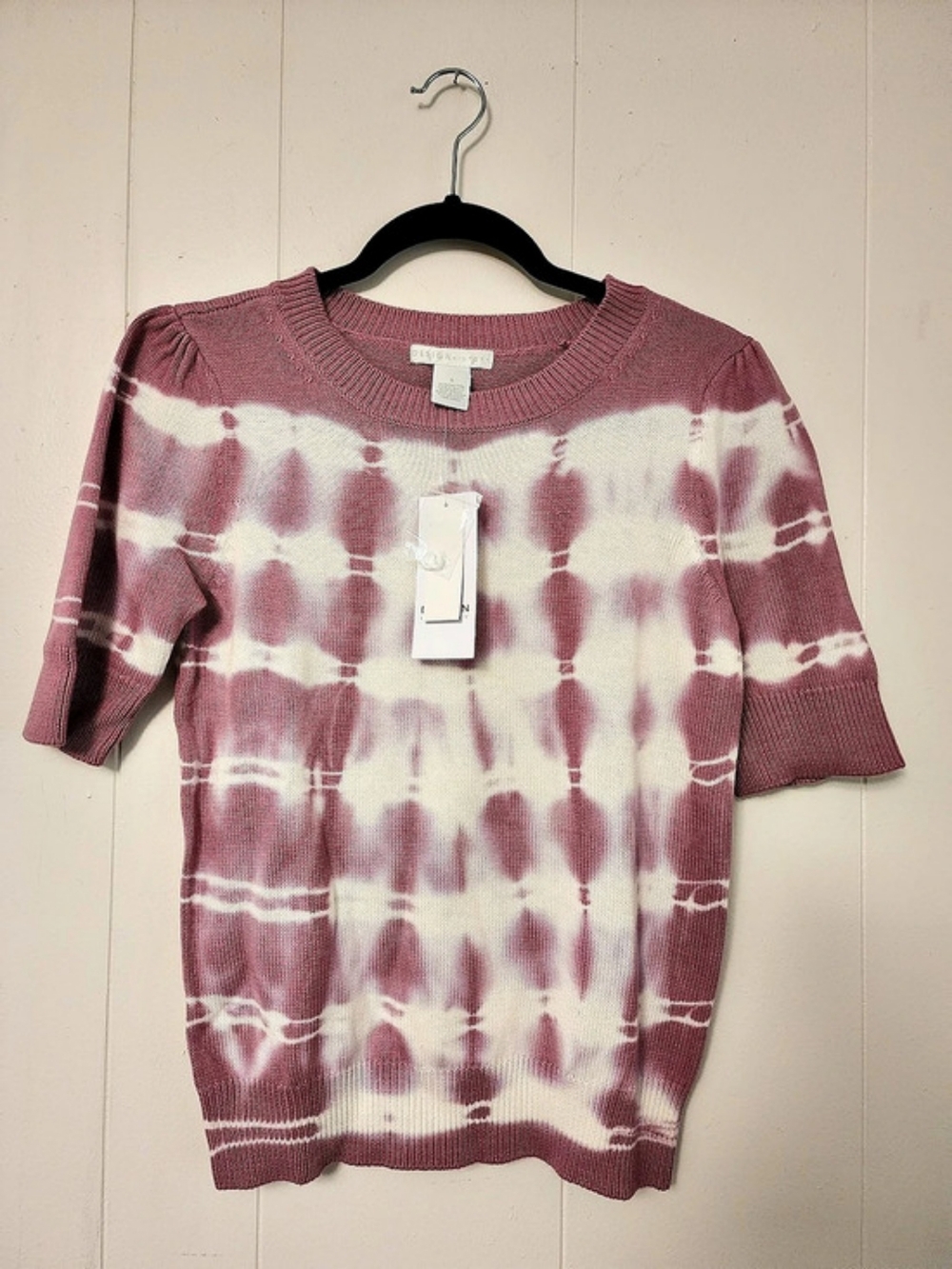 Design History Tie-Dye Crewneck Sweater in Pink & Cream NWT